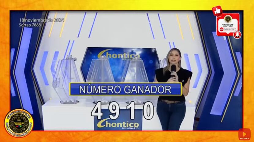 Resultado lotería Chontico del lunes 18 e noviembre de 2024