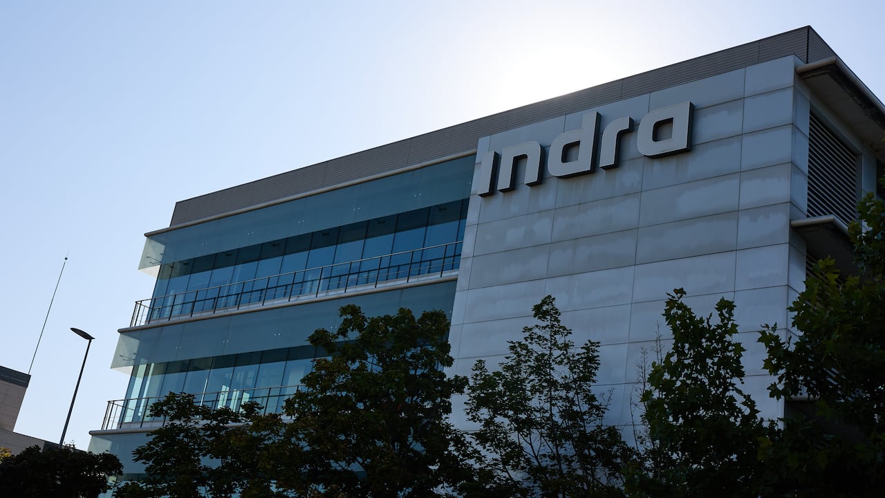 MADRID, SPAIN - AUGUST 08: Facade of Indra's headquarters at Avenida de Bruselas 35, on August 8, 2022, in Madrid, Spain. Chaired by Marc Murtra, Indra is a Spanish multinational company that offers consulting services in transportation, defense, energy, telecommunications, financial services, as well as services to the public sector. (Photo By Jesus Hellin/Europa Press via Getty Images)