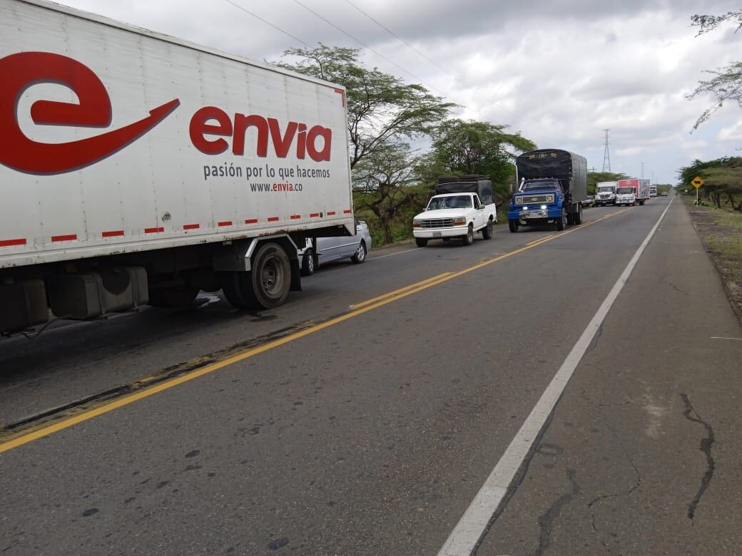 El trancón en la vía alcanzaba varios kilómetros por el cierre