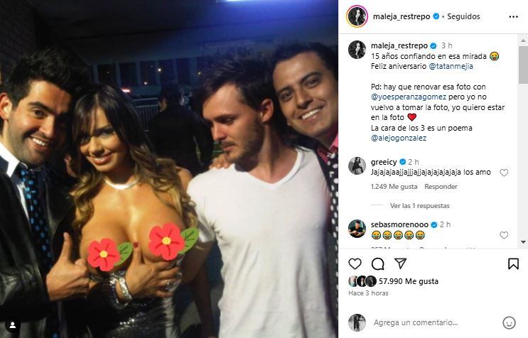 Maleja Restrepo y Tatán Mejía celebran su aniversario.