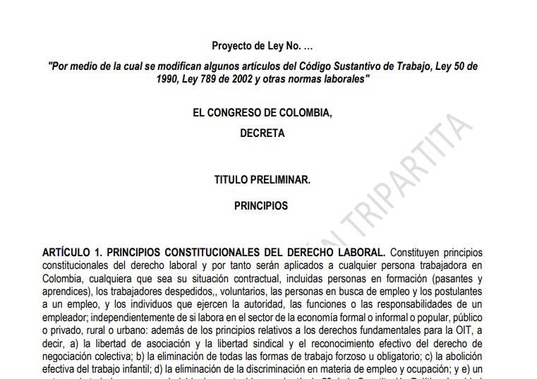 Reforma laboral. Borrador del proyecto