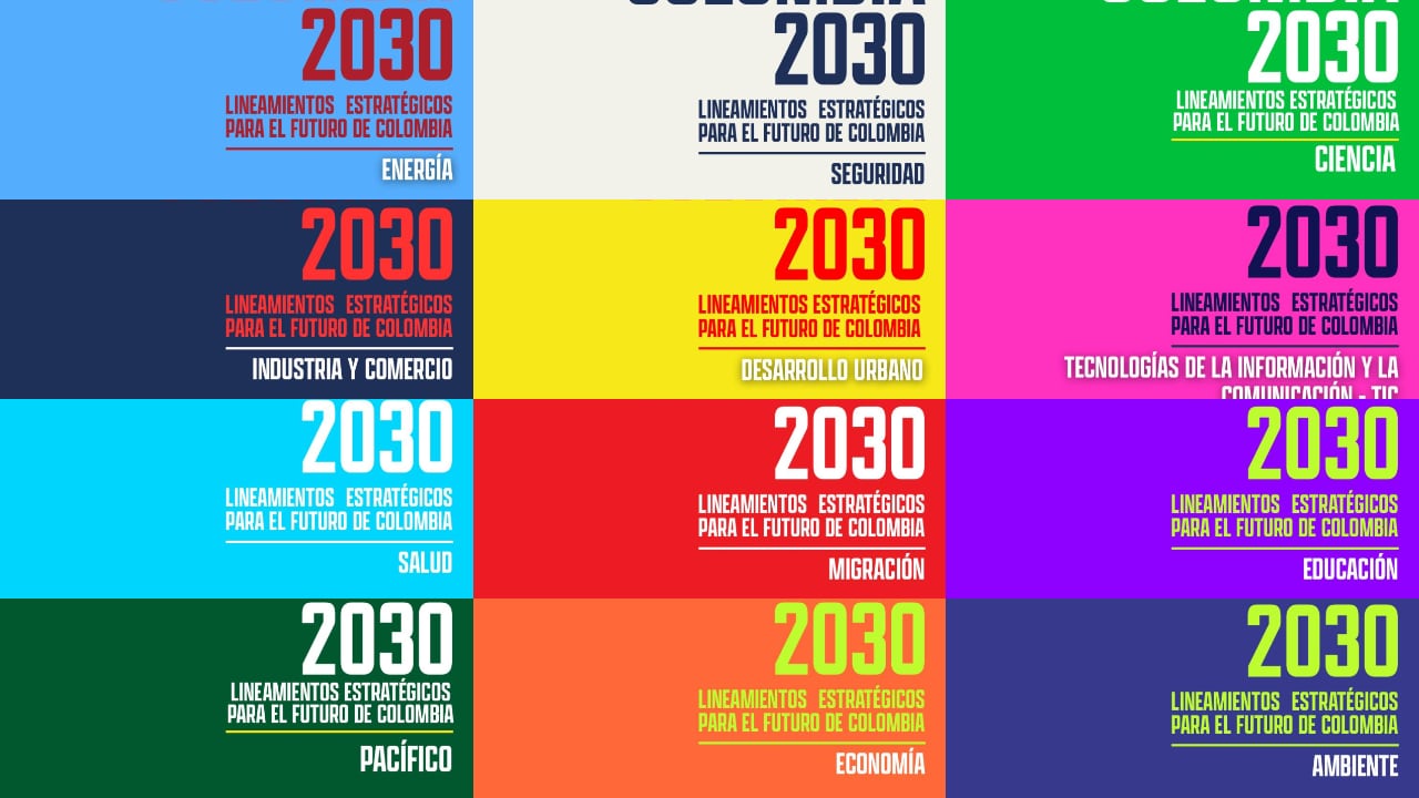 Foto de las 12 cartillas de Colombia 2030