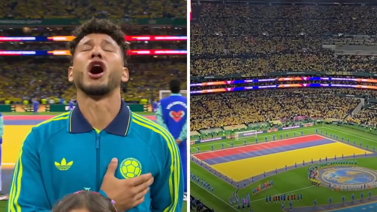 Himno de Colombia en el estadio Ciudad de México, dejando lágrimas en varios asistentes y futbolistas.