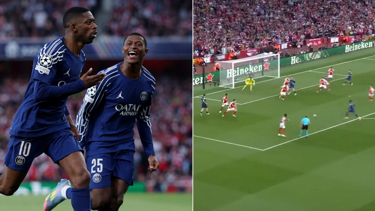 Ousmane Dembele, delantero del PSG, celebrando su gol frente a Arsenal