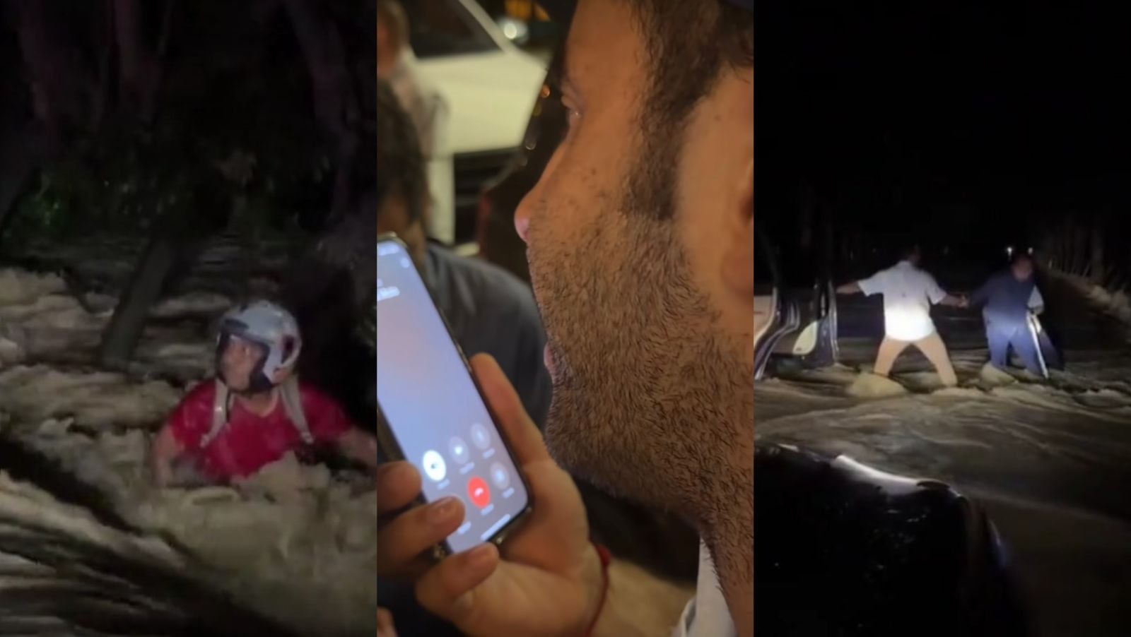 Motociclista rescatado por el gobernador Erasmo Zuleta y sus escoltas.