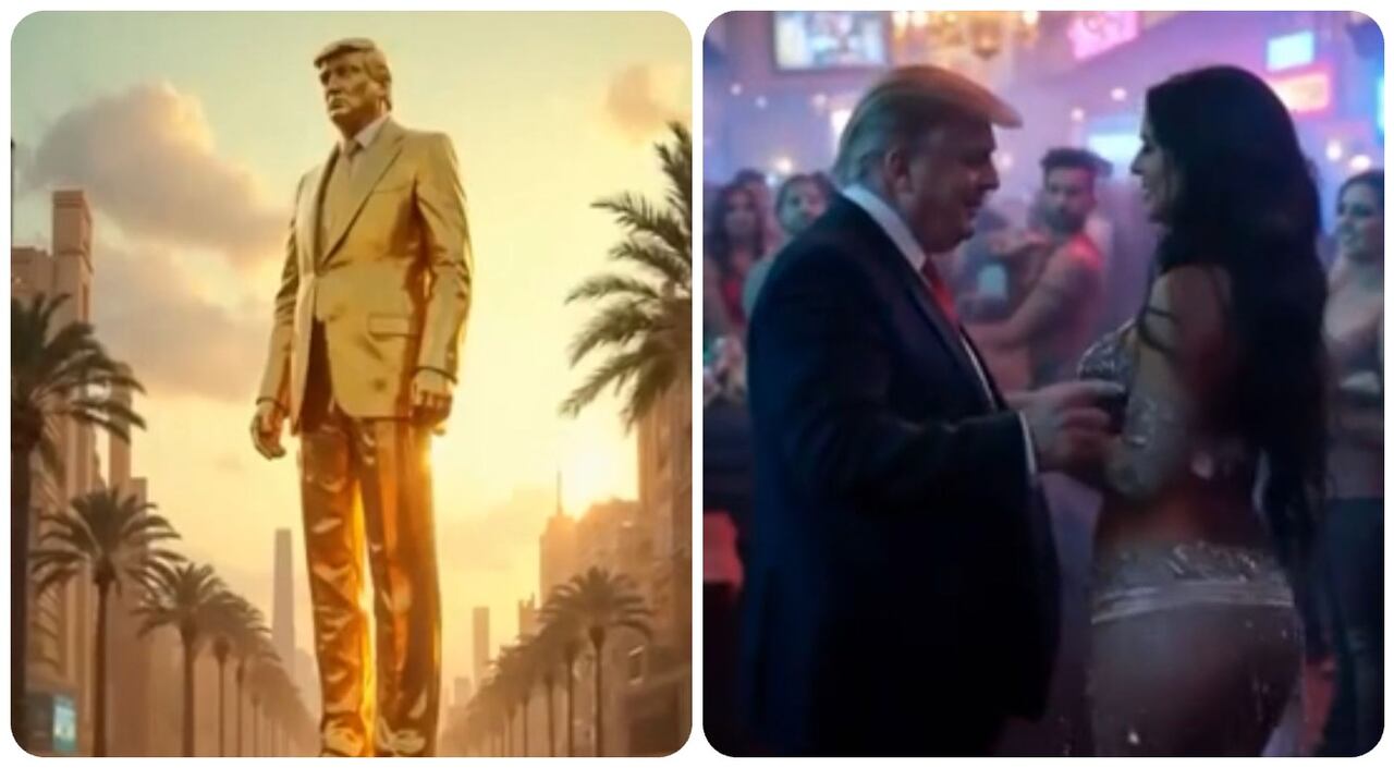 En el video se pudo ver una enorme estatua "de oro" de Donald Trump en plenas calles de Gaza