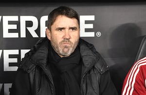 Eduardo Coudet, head coach of River Plate, enters the pitch before the match between River Plate and Independiente Santa Fe at Estadio Mas Monumental on August 26. (Photo by Federico Peretti/NurPhoto) (Photo by Federico Peretti / NurPhoto via AFP)