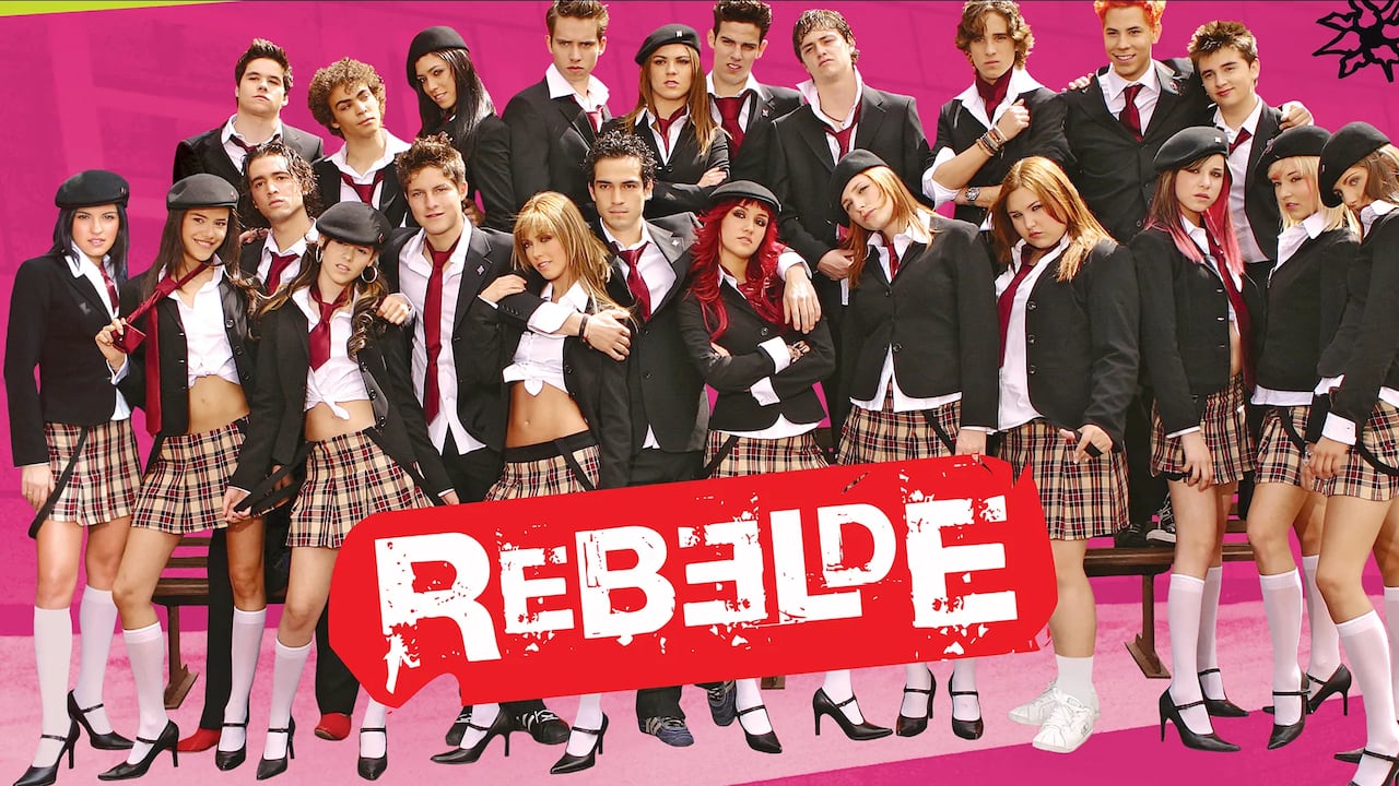 El elenco de Rebelde, novela que batió récords de audiencia.