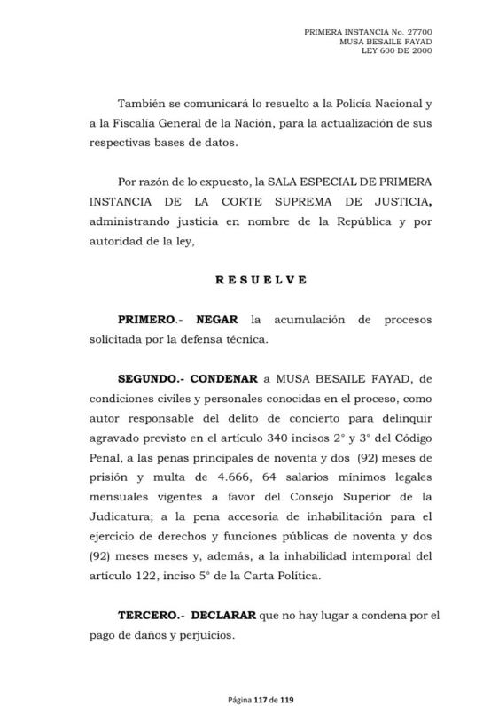 Musa Besaile fue condenado a siete años y medio de prisión.