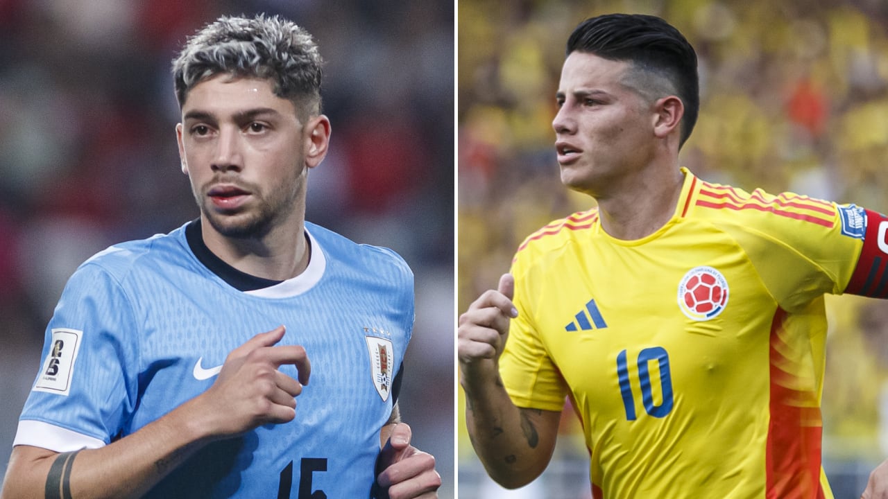 Federico Valverde y James Rodríguez, capitanes de Uruguay vs. Colombia