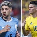 Federico Valverde y James Rodríguez, capitanes de Uruguay vs. Colombia