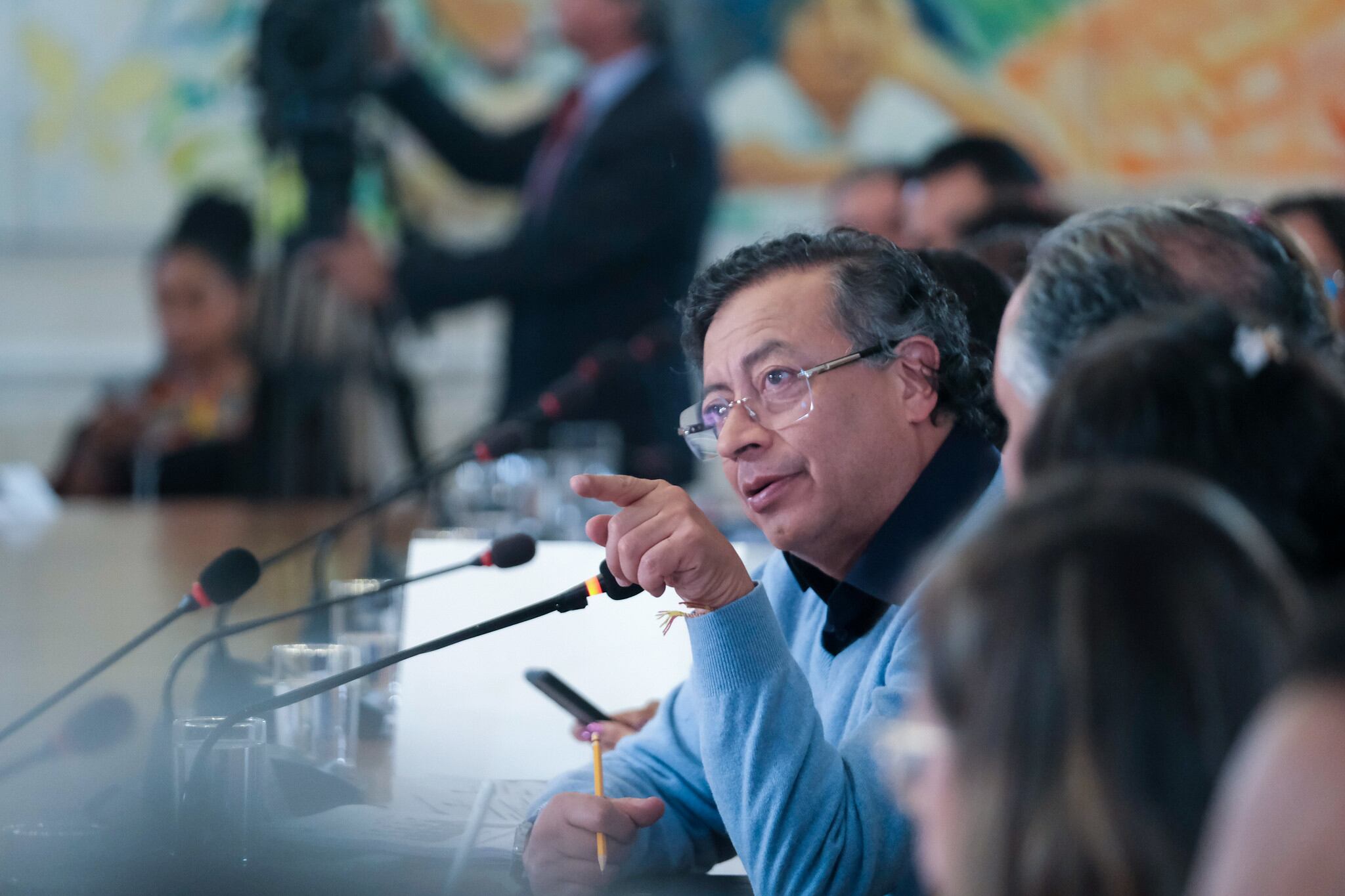 El presidente, Gustavo Petro, el 31 de marzo de 2025 en el consejo de ministros, en Bogotá