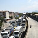 Bloqueos en Yumbo y el paso del comercio por el paro de camioneros. fotos Wirman Rios.