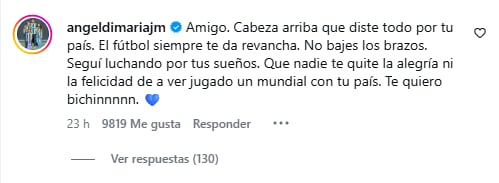 Ángel Di María dedicó este mensaje a Jáminton Campaz