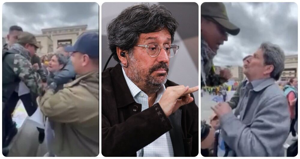 El exvicepresidente Francisco Santos y el incidente que sostuvo con un militar en la Plaza de Bolívar en Bogotá.