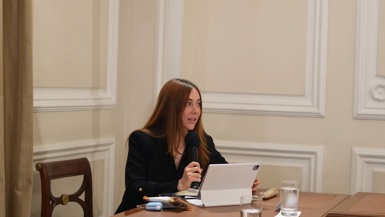Gloria Miranda Espitia, directora del programa de sustitución de cultivos ilícitos, en el consejo de ministros adelantado en Bogotá