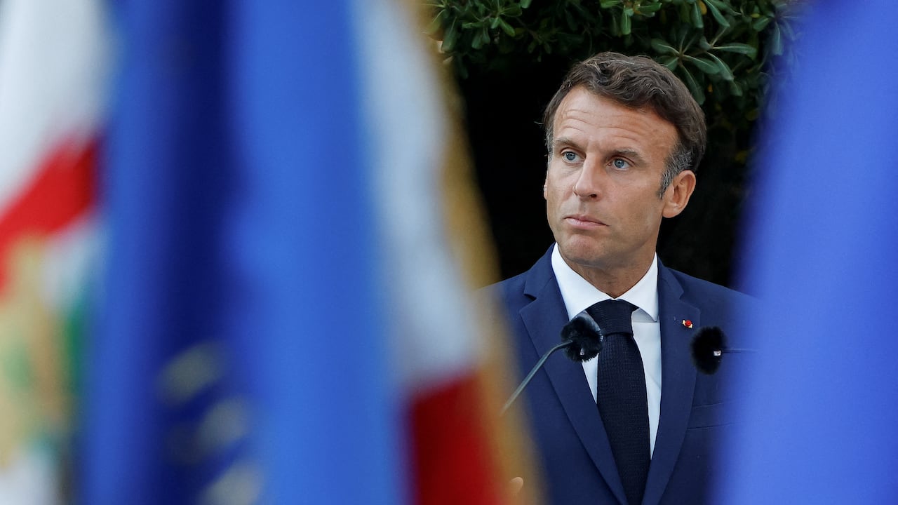 Presidente de Francia, Emmanuel Macron descarta eventual adhesión de Ucrania a la OTAN. (Foto de ERIC GAILLARD / POOL / AFP)
