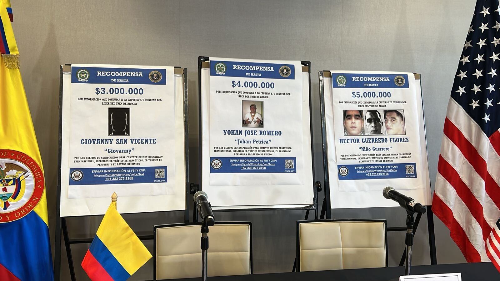 Recompensa por cabecillas del Tren de Aragua.