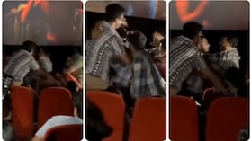 La pelea se registró en un cine en la India