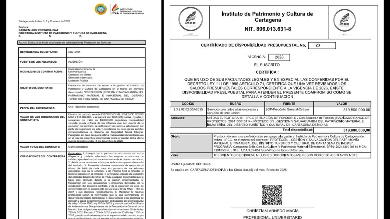 Contrato de Yeimy Paola Vargas en la Alcaldía de Cartagena.