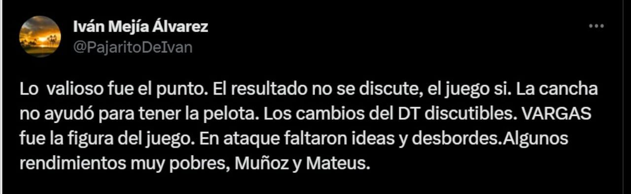 Opinión de Iván Mejía sobre el 0-0 entre Colombia y Chile.
