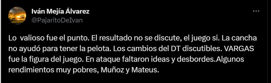 Opinión de Iván Mejía sobre el 0-0 entre Colombia y Chile.