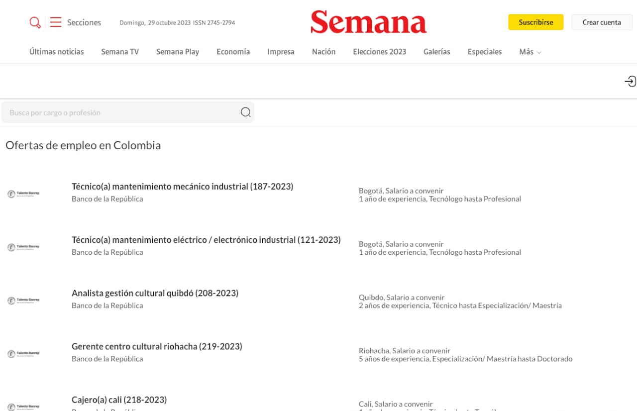 Ofertas de empleo en Semana.com/empleos