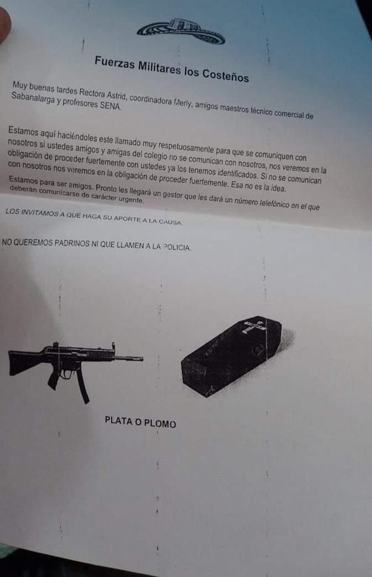 Panfleto amenazante