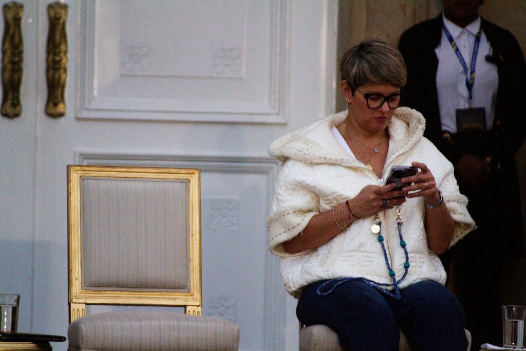 La primera dama de Colombia, Verónica Alcocer, durante un evento de presentación de un proyecto de ley para reformar el sistema de salud de Colombia, en un acto público en el Palacio Presidencial de Nariño en Bogotá, Colombia, el 13 de febrero de 2023. (Foto de: Chepa Beltran/Long Visual Press/Universal Images Group)