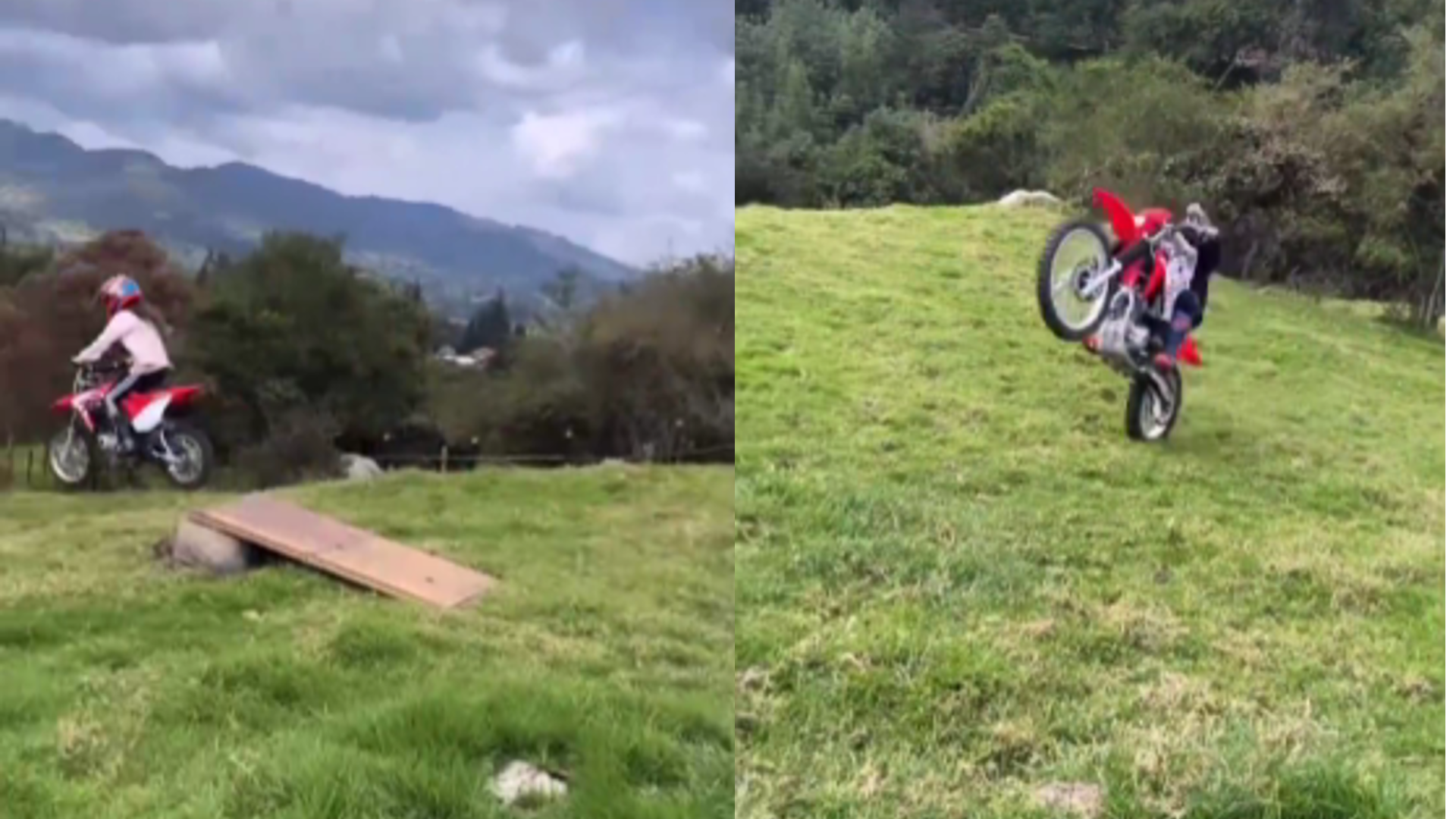 La hija mayor de Maleja y Tatán Mejía realizó un salto sobre una motocicleta; su padre la acompañó en la pirueta.