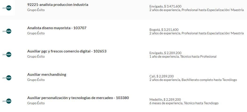 Grupo Éxito abrió nuevas vacantes laborales, y las puede consultar ingresando al portal de empleos de Semana en: https://www.semana.com/empleos/