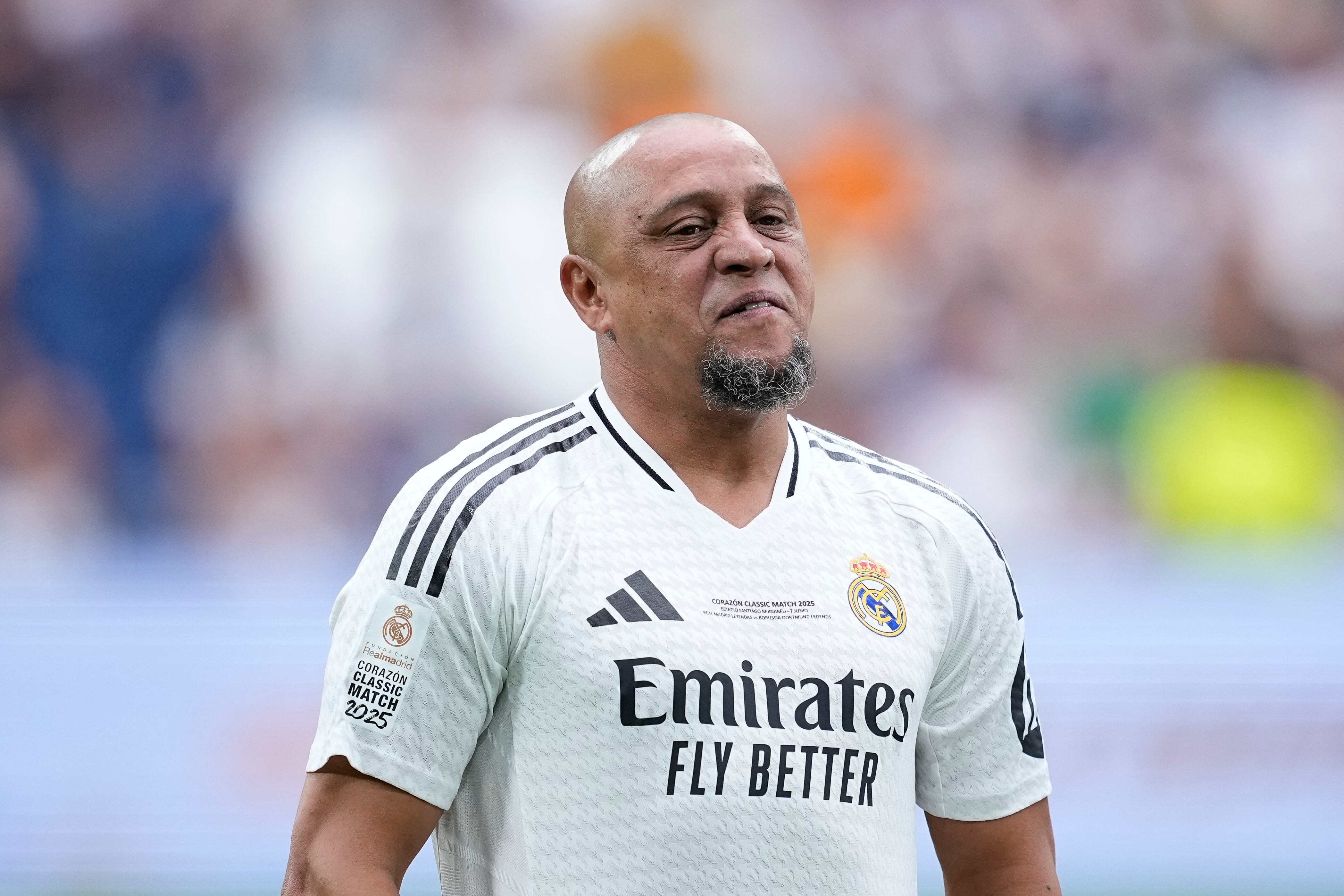 MADRID, SPAIN - JUNE 07: Roberto Carlos of Real Madrid during the Corazon Classic Match 2025 football match played between Real Madrid Leyendas and Borussia Dortmund Legends at Santiago Bernabeu stadium on June 07, 2025 in Madrid, Spain. (Photo By Oscar J. Barroso/Europa Press via Getty Images)