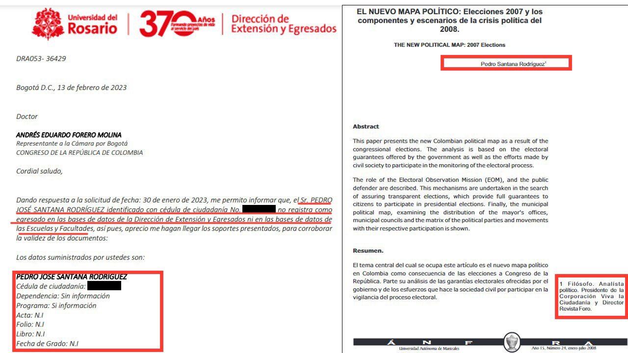 Denuncias del representante a la Cámara Andrés Forero contra Pedro Santana.