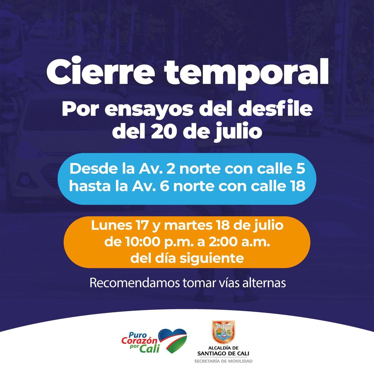 Este lunes 17 y martes 18 de julio, estará cerrado temporalmente el Túnel Mundialista en Cali.