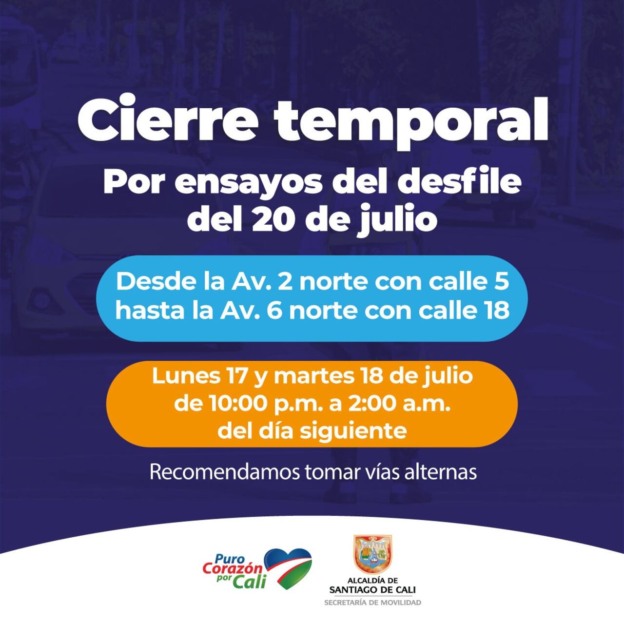 Este lunes 17 y martes 18 de julio, estará cerrado temporalmente el Túnel Mundialista en Cali.