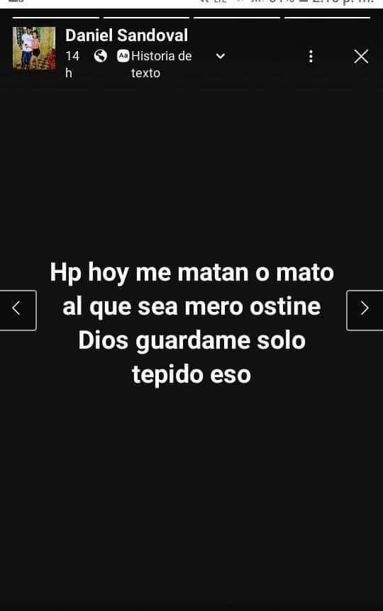 Mensaje publicado por la víctima mortal.