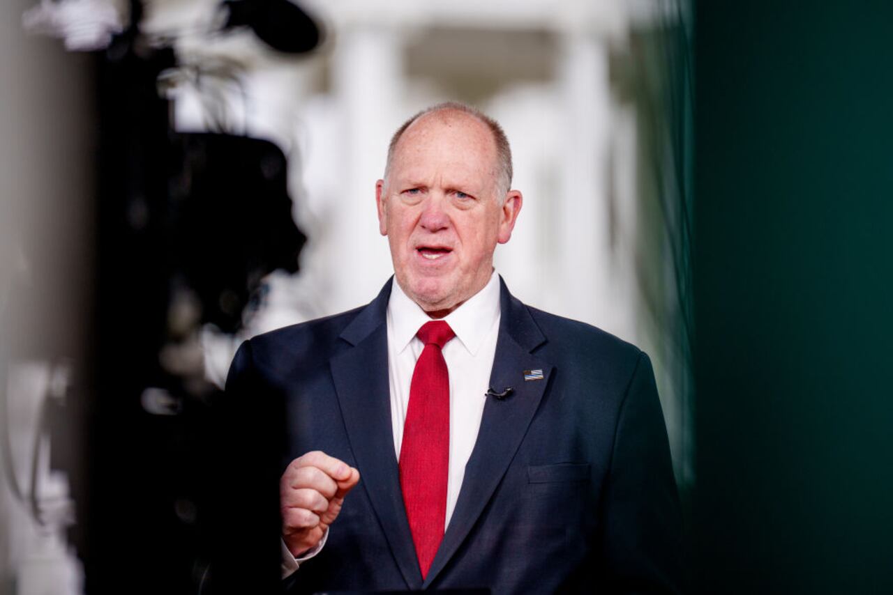 WASHINGTON, DC - FEBRUARY 6: White House Border Czar Tom Homan speaks on FOX News on the North Lawn of the White House on February 6, 2025 in Washington, DC. Homan has been appointed by President Donald Trump to oversee what the White House calls the largest "mass deportations" of undocumented immigrants in American history. (Photo by Andrew Harnik/Getty Images)