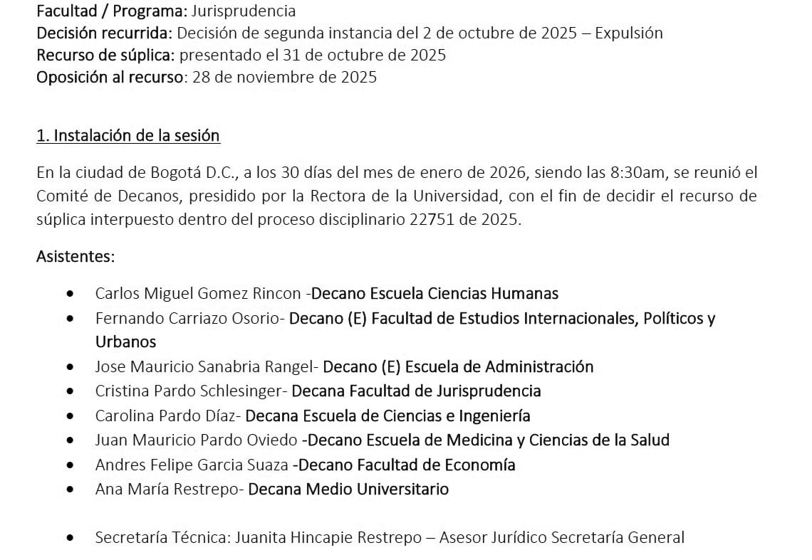Violación estudiante de la Universidad del Rosario