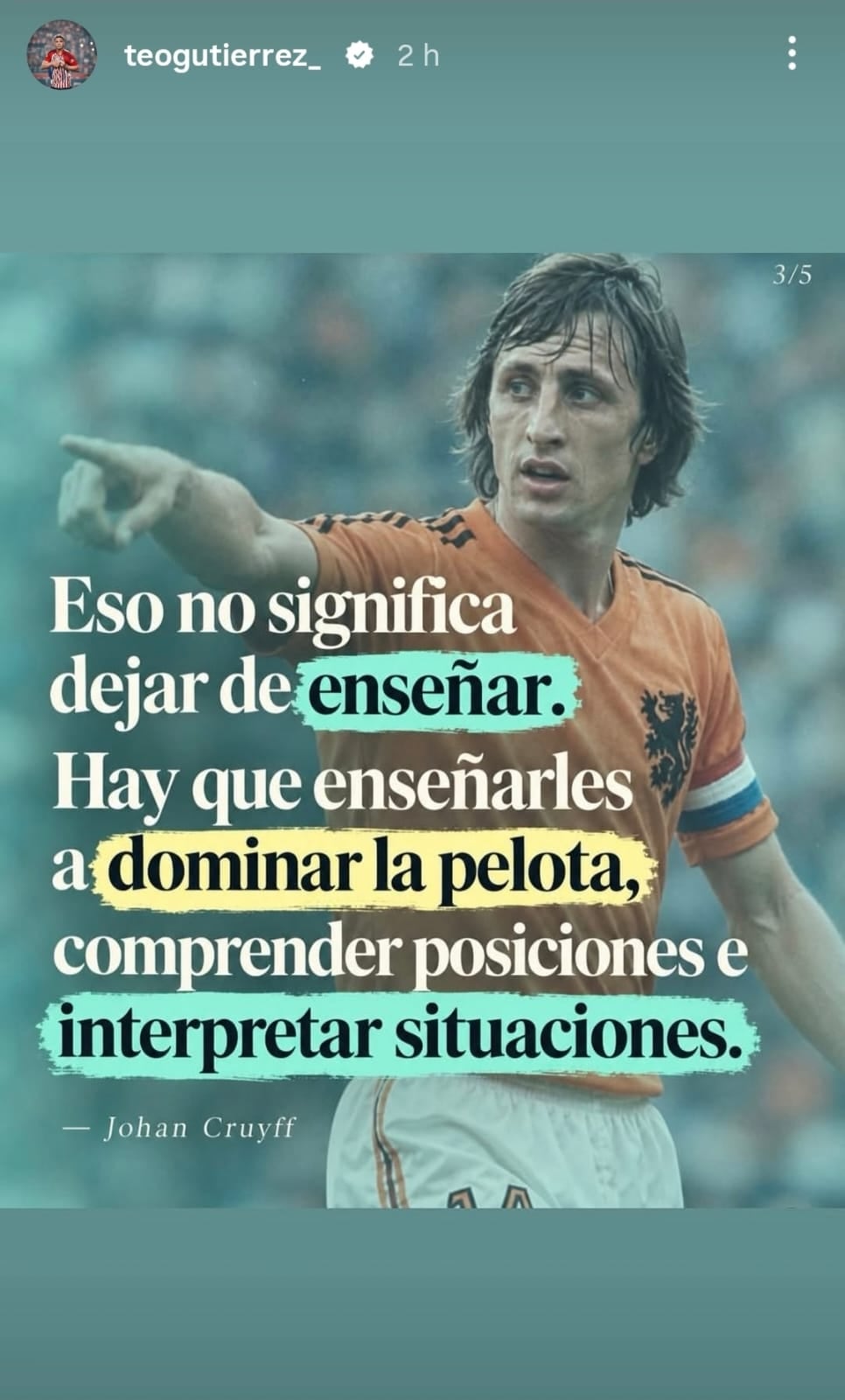 Teófilo Gutiérrez citó una frase de Johan Cruyff en su cuenta oficial