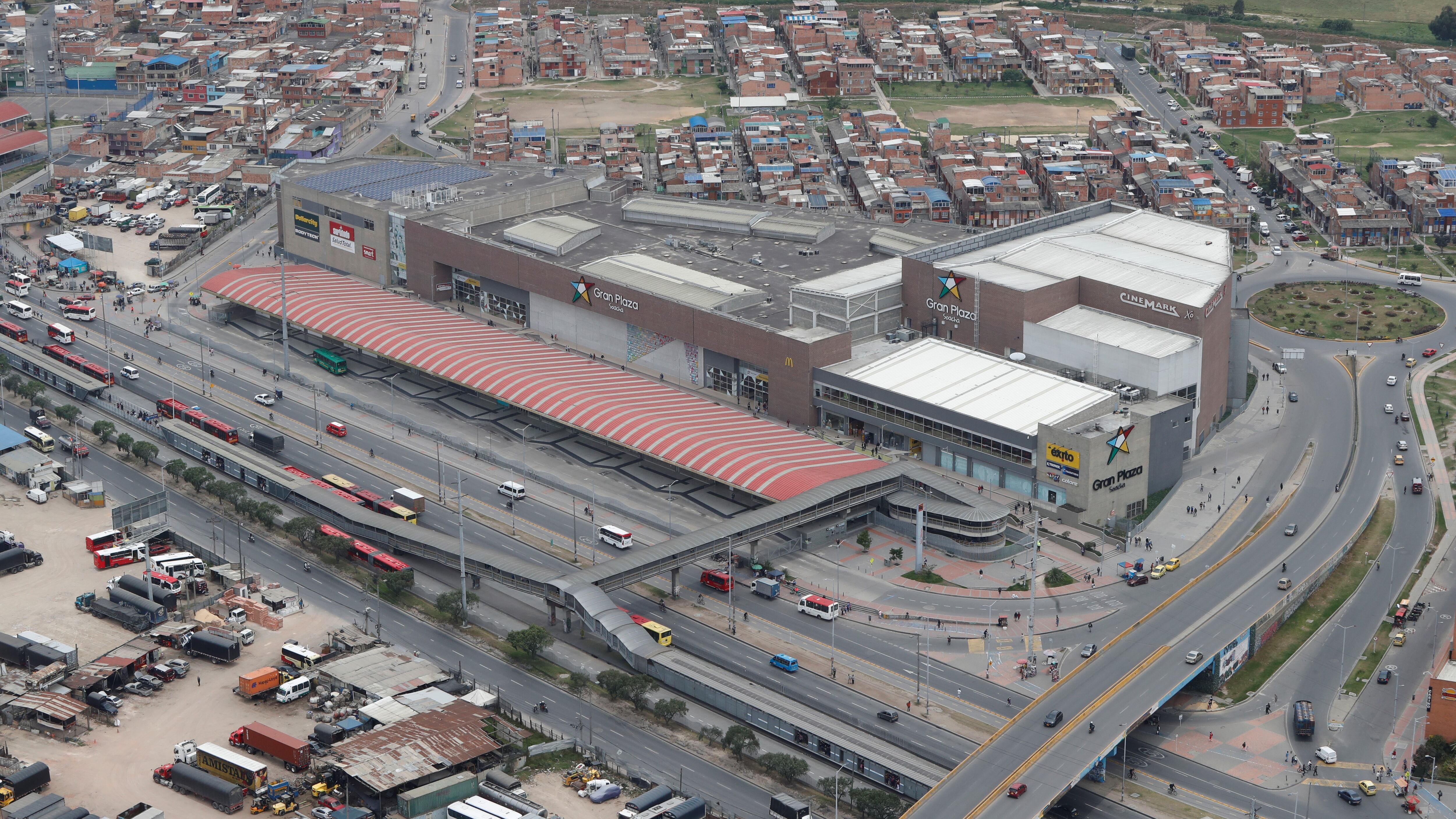 Vista aérea de la Autopista Sur en el sector de San Mateo, Soacha.