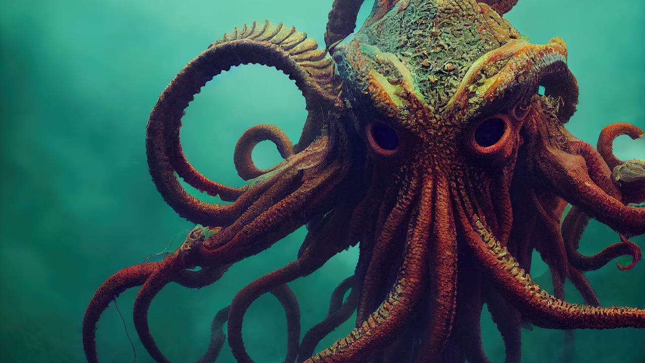 El Kraken es un ser legendario de la mitología escandinava, representado como un enorme monstruo marino.