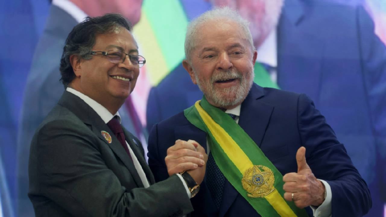 Presidente de Colombia, Gustavo Petro, en posesión de su par brasileño, Lula da Silva.