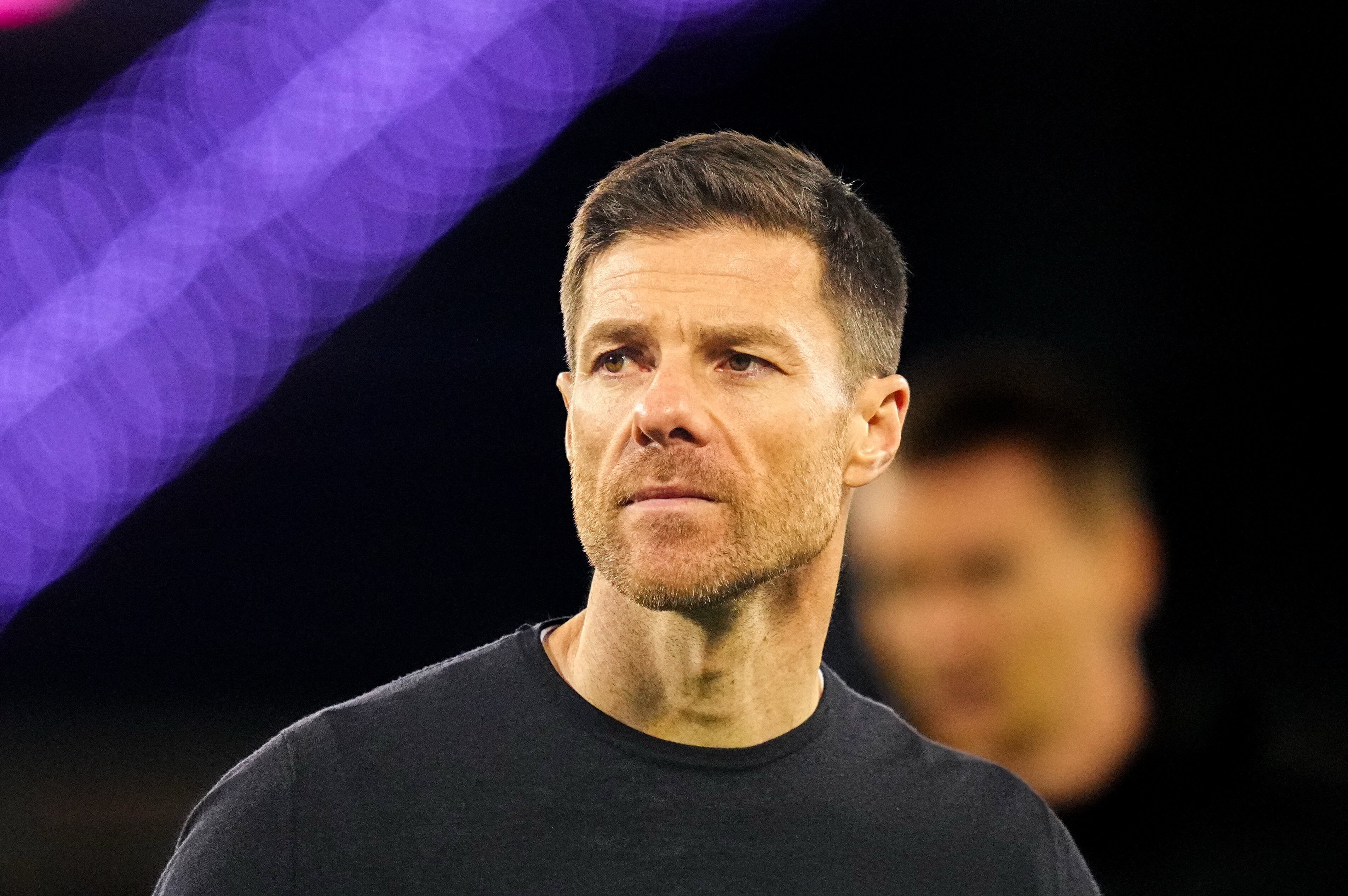 Xabi Alonso of Bayer 04 Leverkusen looks on during the 1. Bundesliga match between St. Pauli and Bayer 04 Leverkusen at Millerntor, Hamburg, Germany on April 20, 2025. (Photo by Ulrik Pedersen/NurPhoto) (Photo by Ulrik Pedersen / NurPhoto / NurPhoto via AFP)