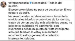 Respuesta de Yéferson Cossio