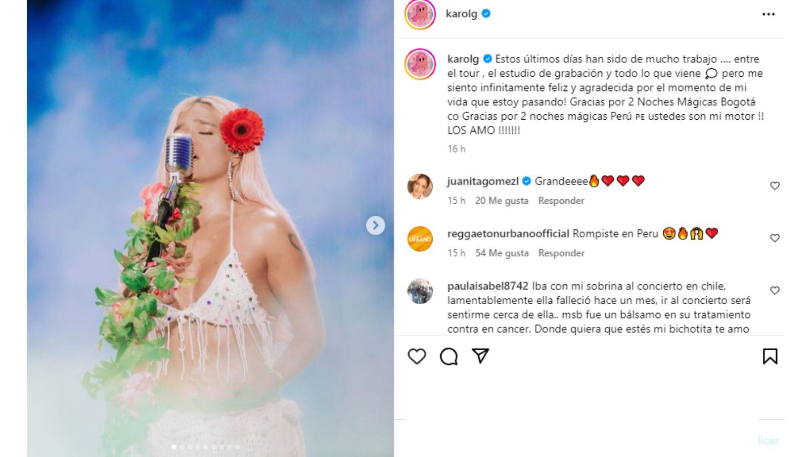 Karol G sorprende con emotivo mensaje en el marco de su gira ‘Mañana será bonito’; mostró cómo han sido sus últimos días