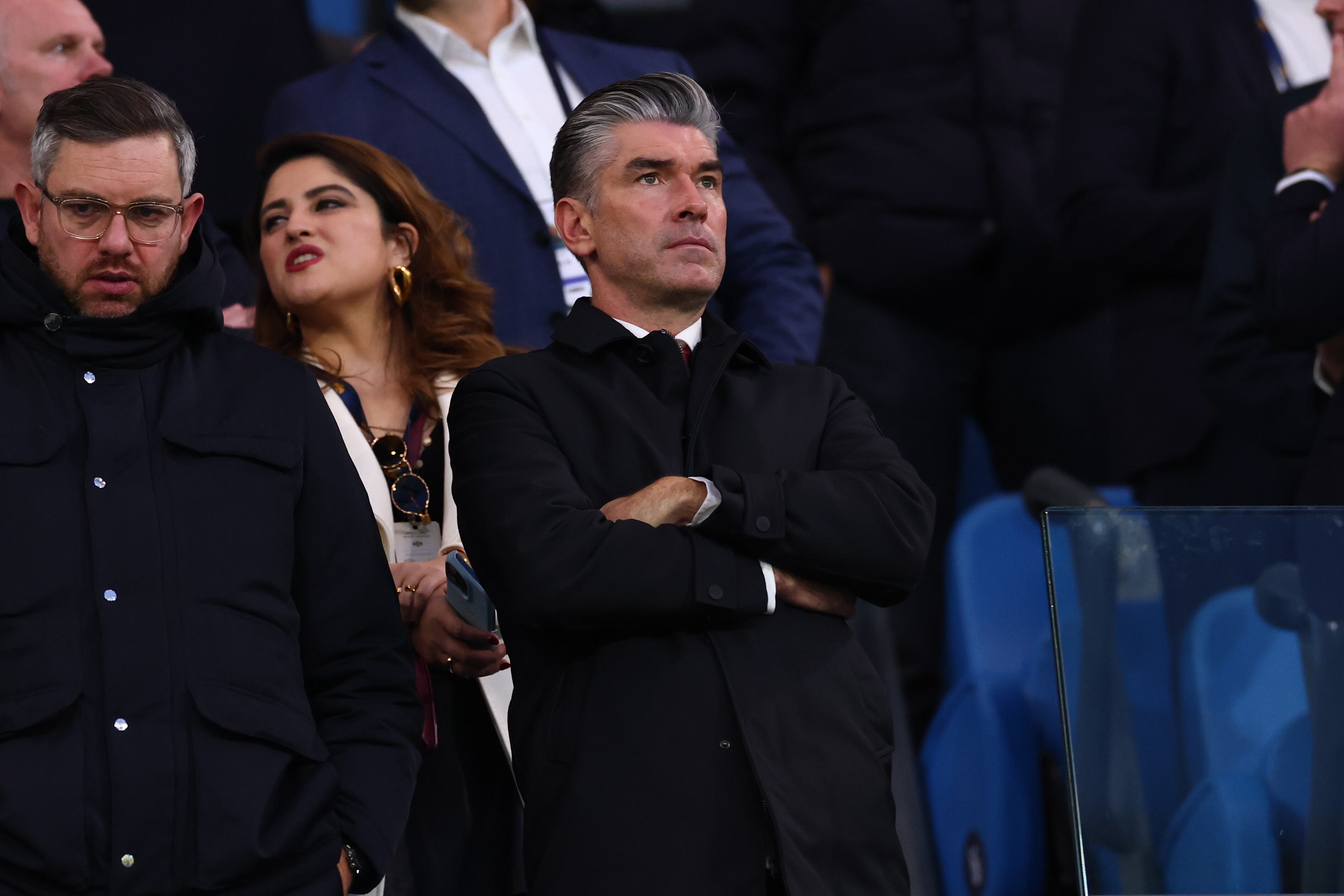 Richard Hughes, director deportivo del Liverpool, durante el partido ante el Manchester City.