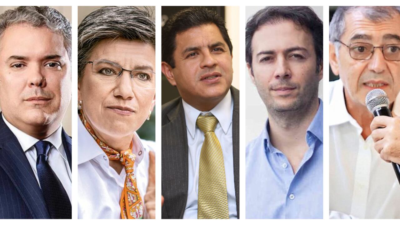 Iván Duque, Claudia López, Jorge Iván Ospina, Daniel Quintero y William Dau.