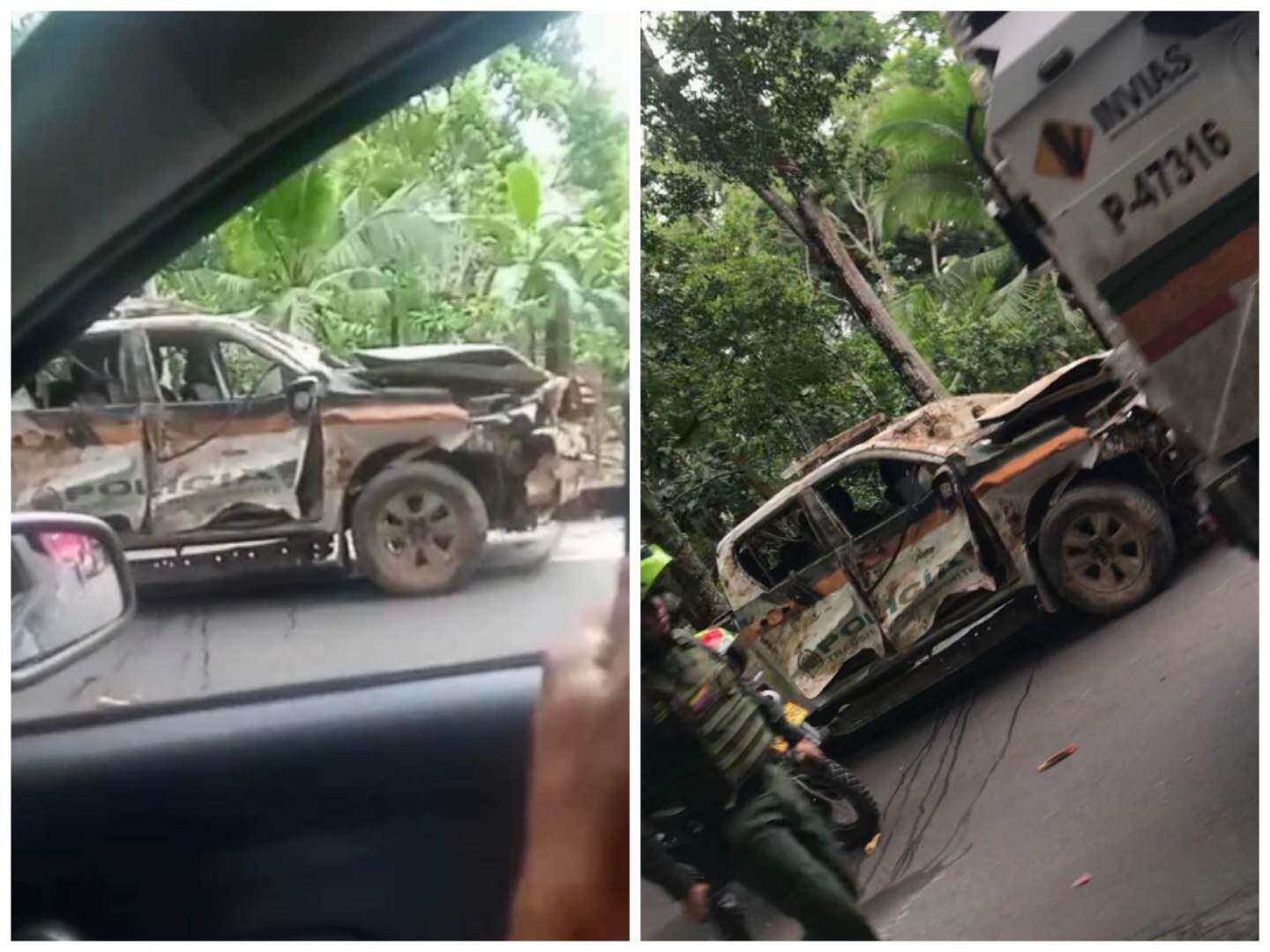 Los uniformados se movilizaban en esta camioneta de la unidad.