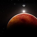 Planeta Marte con la luna, ilustración