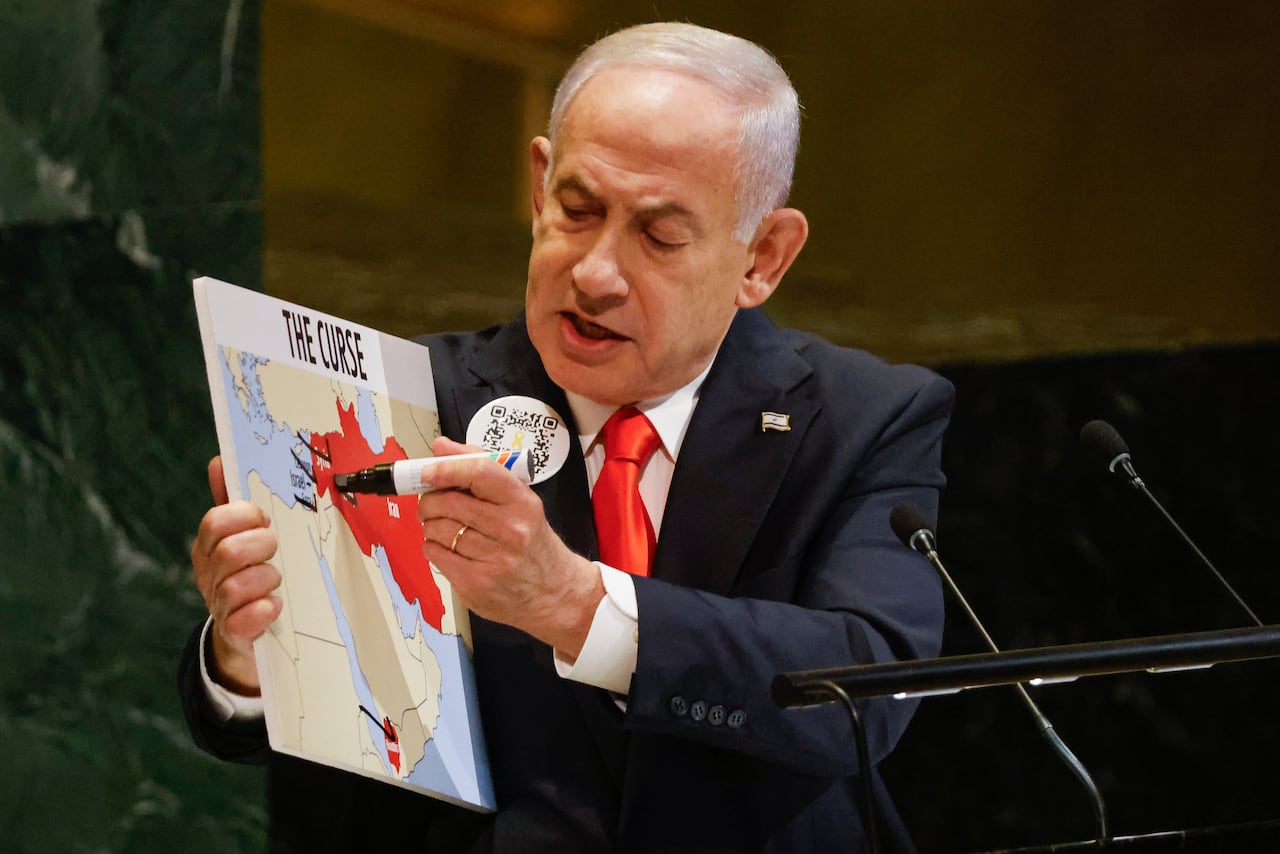 Benjamin Netanyahu habla en la Asamblea General de las Naciones Unidas en Nueva York.